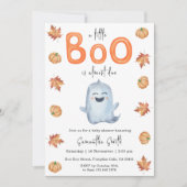 Halloween Ghost Little Boo Baby shower Invitation Kaart (Voorkant)