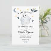 Halloween Ghost Little Boo Baby shower Invitation Kaart (Staand voorkant)