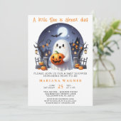 Halloween Ghost Little Boo Baby shower Kaart (Staand voorkant)