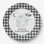 Halloween Ghost Little Boo Baby shower Papieren Bordje (Voorkant)