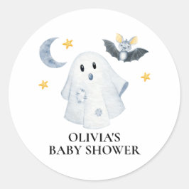 Halloween Ghost Little Boo Baby shower Ronde Sticker