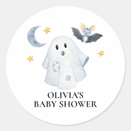 Halloween Ghost Little Boo Baby shower Ronde Sticker (Voorkant)