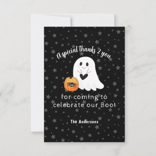 Halloween Ghost Little Boo Second Birthday Bedankkaart (Voorkant)