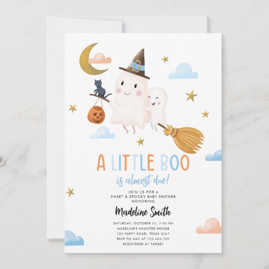 Halloween Ghost Little Boo Spooky Boy Baby shower Kaart (Voorkant)