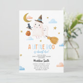 Halloween Ghost Little Boo Spooky Boy Baby shower Kaart (Staand voorkant)