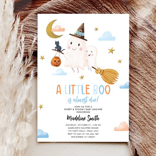 Halloween Ghost Little Boo Spooky Boy Baby shower Kaart