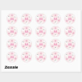 Halloween Ghost Meisje & Pompoen Roze Monogram Ronde Sticker (Vel)
