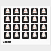 Halloween Ghost Meisje Verjaardag Dank u Zwart Vierkante Sticker (Vel)