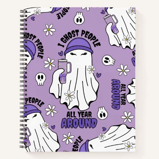 Halloween Ghost met 40oz Tumbler - Paarse Notitieboek (Voorkant)
