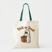 Halloween Ghost met Bag Trick or treat Tote Bag (Voorkant)