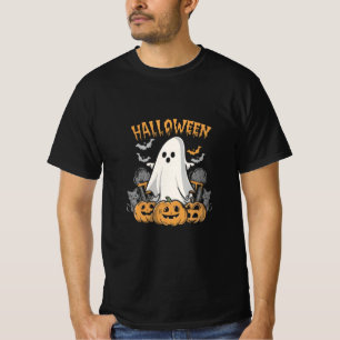Halloween Ghost Met Black Cats Spooky Seizoen T-shirt
