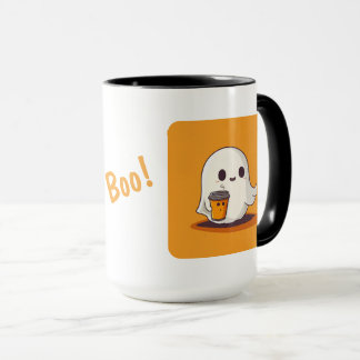 Halloween Ghost met koffiekopje en Boo! Mok