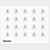 Halloween Ghost met naam Ronde Sticker (Vel)