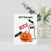 Halloween Ghost met pompoen Briefkaart (Staand voorkant)
