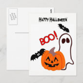 Halloween Ghost met pompoen Briefkaart (Voorkant / Achterkant)