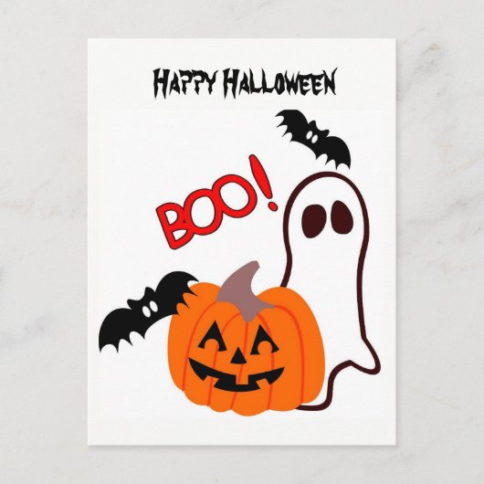 Halloween Ghost met pompoen Briefkaart (Voorkant)