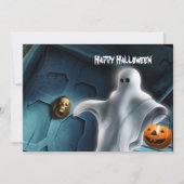 Halloween Ghost met pompoen Kaart (Voorkant)
