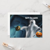 Halloween Ghost met pompoen Kaart (Voorkant / Achterkant in situ)