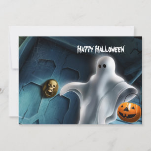 Halloween Ghost met pompoen Kaart