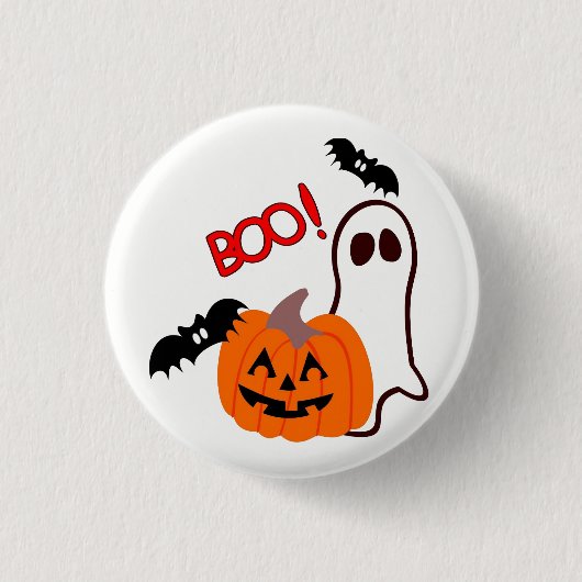 Halloween Ghost met pompoen Ronde Button 3,2 Cm (Voorkant)
