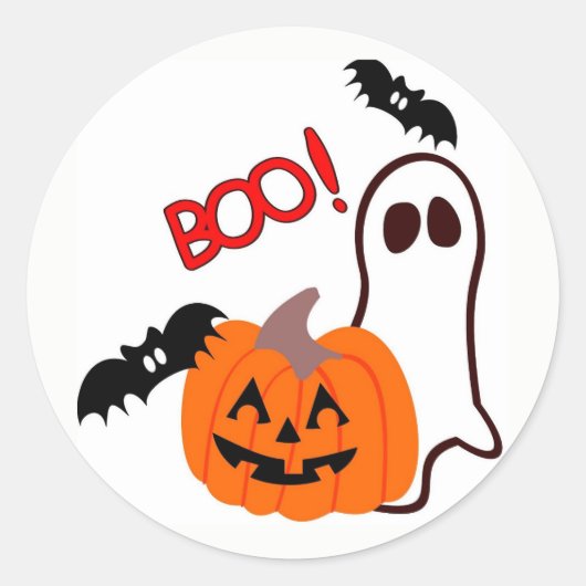 Halloween Ghost met pompoen Ronde Sticker (Voorkant)
