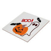 Halloween Ghost met pompoen Tegeltje (Zijkant)