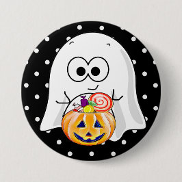 Halloween Ghost met Pumpkin Snoep Bucket Button