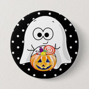 Halloween Ghost met Pumpkin Snoep Bucket Button