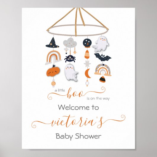 Halloween Ghost Mobile Baby shower Poster (Voorkant)