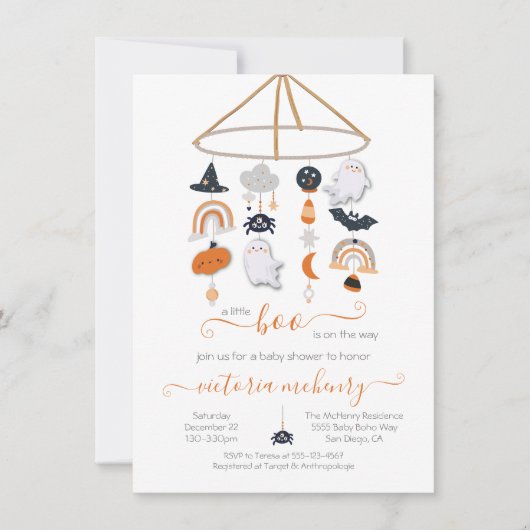 Halloween Ghost Mobile Baby shower Uitnodiging (Voorkant)