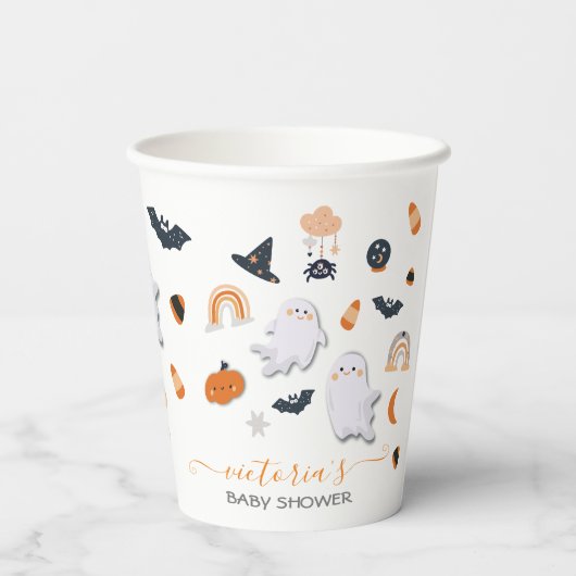 Halloween Ghost Mobile Shower Little Boo Papieren Bekers (Achterkant)