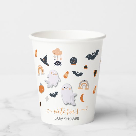 Halloween Ghost Mobile Shower Little Boo Papieren Bekers (Voorkant)