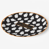 Halloween Ghost Monogram Spooky Black White Fun Papieren Bordje (Gekanteld)