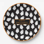 Halloween Ghost Monogram Spooky Black White Fun Papieren Bordje (Voorkant)