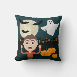Halloween Ghost Moon Bats Illustratie Kussen