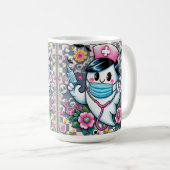 Halloween Ghost Nurse met masker en spuiten Koffiemok (Voorkant rechts)