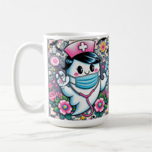 Halloween Ghost Nurse met masker en spuiten Koffiemok