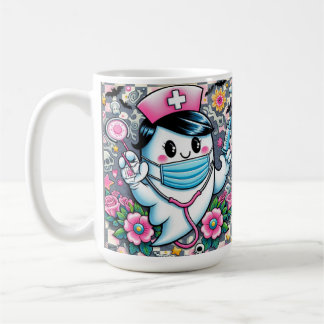 Halloween Ghost Nurse met masker en spuiten Koffiemok