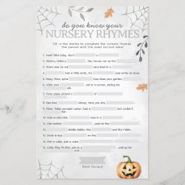 Halloween Ghost Nursery Rhyme Baby shower Game