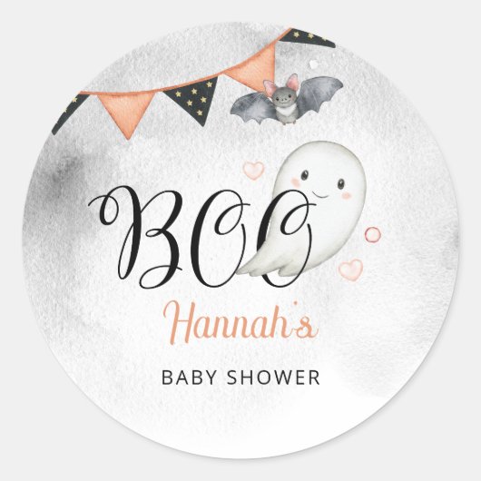 Halloween Ghost Oktober Baby shower Favor Ronde Sticker (Voorkant)
