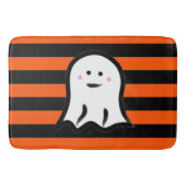 Halloween Ghost on Black and Orange Stripes  Badmat (Voorkant)