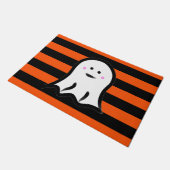 Halloween Ghost on Black and Orange Stripes  Deurmat (Schuin)
