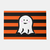 Halloween Ghost on Black and Orange Stripes  Deurmat (Voorkant)