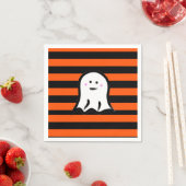 Halloween Ghost on Black and Orange Stripes Servet (Insitu)