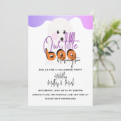 Halloween Ghost Ons kleine Boo Paarse uitnodiging (Staand voorkant)