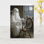 Halloween Ghost op het Spinning Wheel Kaart (Gele Bloem)