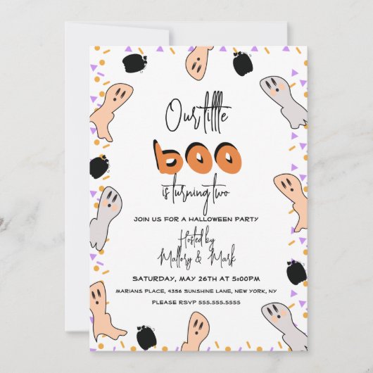 Halloween Ghost Our Little Boo Confetti Kaart (Voorkant)