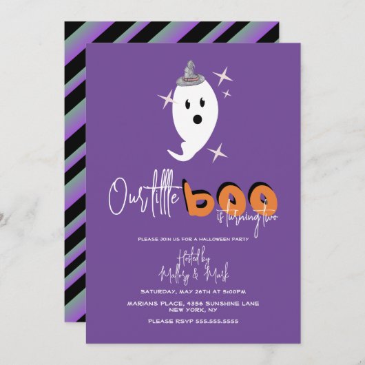 Halloween Ghost Our Little Boo Invitation Kaart (Voorkant / Achterkant)
