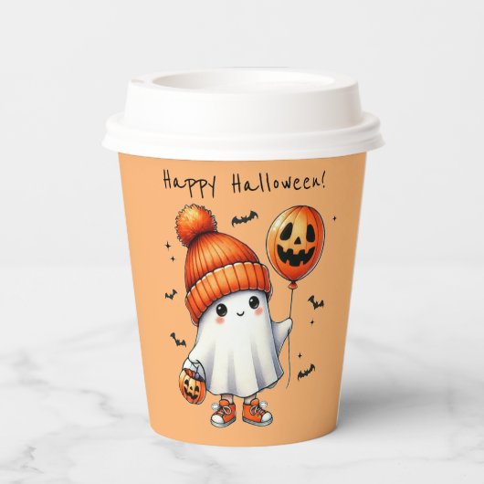 Halloween Ghost Paper Cup Papieren Bekers (Achterkant)