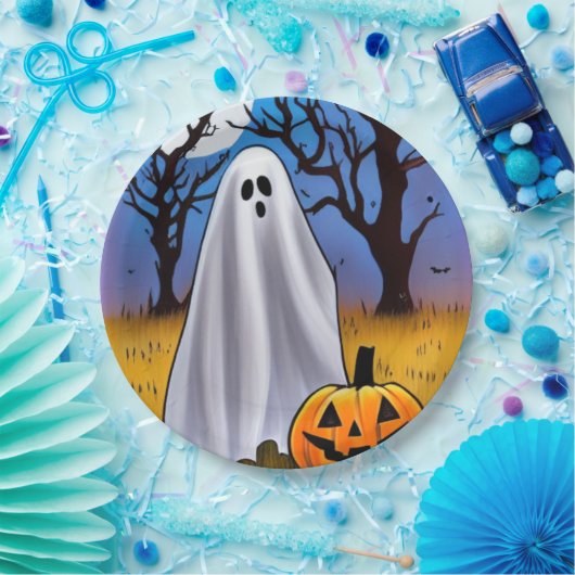Halloween Ghost Papieren Bordje (Feest)